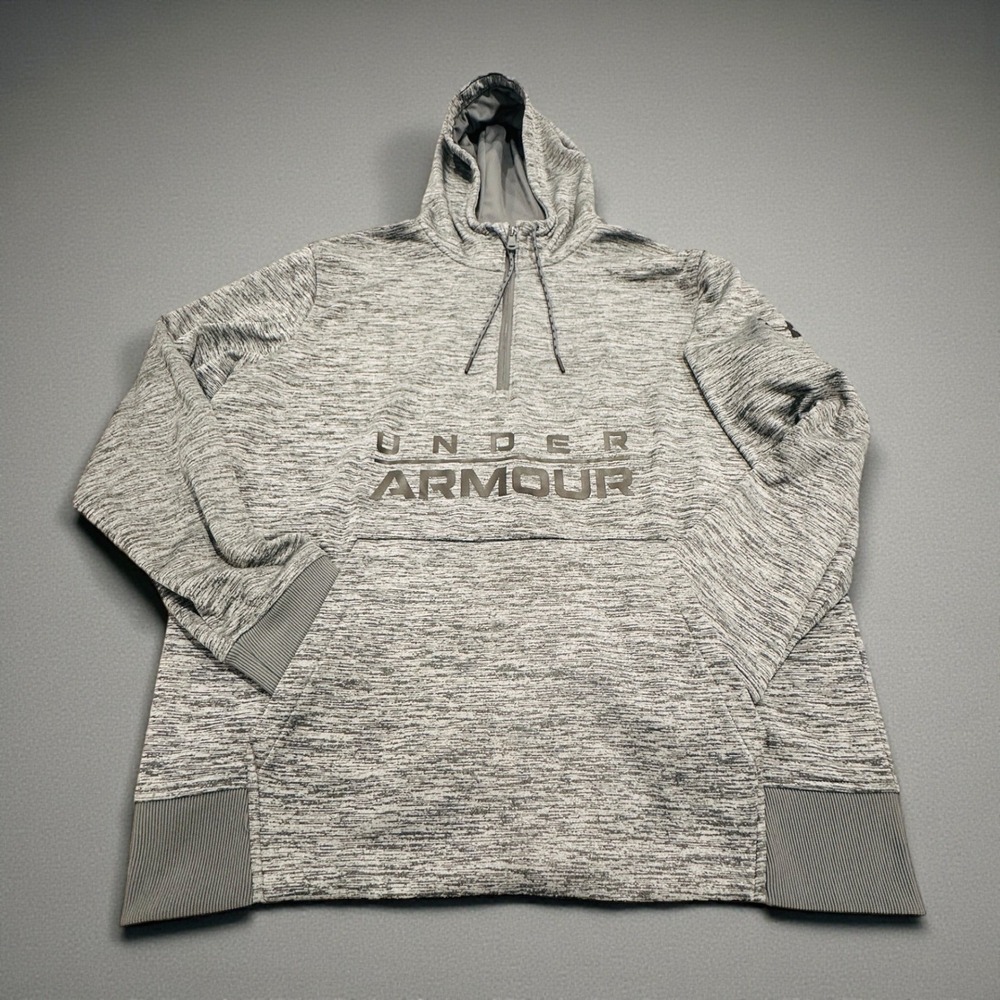 Under Armour Men's Gray Heathered ColdGear Fleece Hoodie Loose Fit LG